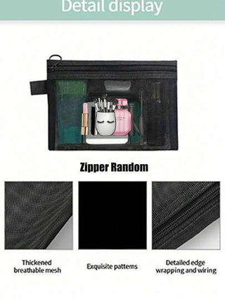 حقيبة مستحضرات التجميل ذات تصميم أنيق مع طبعات مكياج - خفيفة الوزن، حقيبة مزودة بسحاب قابلة للطي مناسبة لحمل مستحضرات التجميل والأدوات الشخصية والأقلام - سهلة التنظيف، هدية مثالية للنساء، حقيبة مكياج