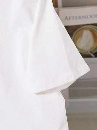 قميص تي شيرت بأكمام قصيرة وياقة دائرية بنمط بسيط وكاجوال للأولاد الصغار