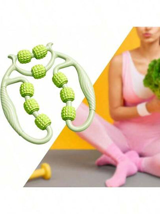 جهاز مساج للذراع والساق ب- 9 بكرات لتخفيف الإرهاق مناسب للساقين والذراعين والرقبة والساق والفخذ والظهر، لرفع التشنج وتيبس العضلات من التنس أو الغولف (الملحقات العشوائية للمقبض)