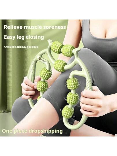 جهاز مساج للذراع والساق ب- 9 بكرات لتخفيف الإرهاق مناسب للساقين والذراعين والرقبة والساق والفخذ والظهر، لرفع التشنج وتيبس العضلات من التنس أو الغولف (الملحقات العشوائية للمقبض)