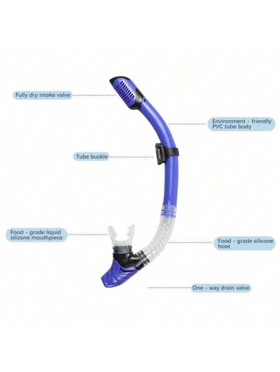 جهاز غطس جاف احترافي، أنبوب غطس من السيليكون للبالغين للغوص والسباحة، متعدد الألوان متاح