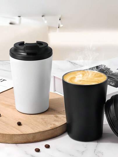 1 قطعة كوب معدني بألوان سادة ومدرج مقاوم للبرودة، كوب قهوة مزدوج الطبقة للمكتب وبيزنس، كوب سيارة محمول، أكواب قهوة عصرية بسيطة، هدايا عيد الميلاد للحبيبة، عيد الحب، عيد الأم، عيد الأب