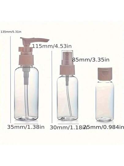 مجموعة زجاجات تعبئة عبوات مستحضرات التجميل القابلة لإعادة التعبئة، حقيبة أدوات الزينة المحمولة مع قوارير رذاذ، لوشنات، شامبو، كريمات، أوعية فارغة (بطاقة عشوائية)، ملحقات مخزن محمول