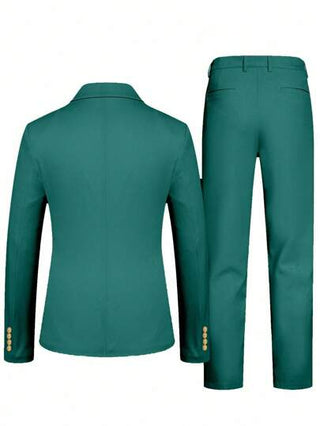 Manfinity Mode بدلة رجالية من قطعتين بعنق مفرد وأكمام طويلة, لون أخضر, بدلة رسمية