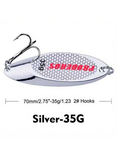 قطعة واحدة طعم معدني على شكل ملعقة وزنها من 10 إلى 60 جرام لصيد السمك الأسود والأذرق ذو لون فضي/ذهبي ، خطافات مقاس 8# إلى 2# ، طعم للتجويف ، أدوات صيد