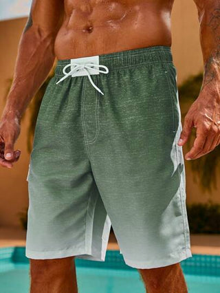 Surfspeed شورت بحر طويل للرجال ذو وسط مطاطي ممون بالشريط والجيوب المائلة، طراز صيفي عفوي للعطل، طراز هاواي