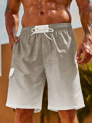 Manfinity Swimmode شورت صيفي للرجال مع سحاب الخصر والجيوب الجانبية والخلفية، بطانة داخلية، باستايل هاواي