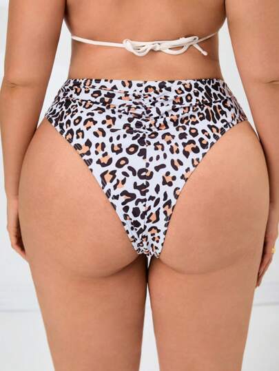 Swim Lushoire ملابس السباحة السفلية المطبوعة بنقشة النمر للنساء ذوات الحجم الكبير
