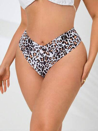 Swim Lushoire ملابس السباحة السفلية المطبوعة بنقشة النمر للنساء ذوات الحجم الكبير