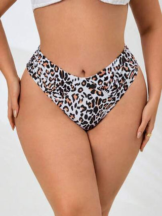 Swim Lushoire ملابس السباحة السفلية المطبوعة بنقشة النمر للنساء ذوات الحجم الكبير