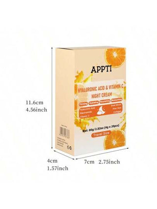 APPTI 20 قطعة/علبة قناع نوم بالكولاجين وفيتامين ج، 4 جرام لكل قطعة، كريم ليلي عميق الترطيب بحمض الهيالورونيك، حجم للسفر