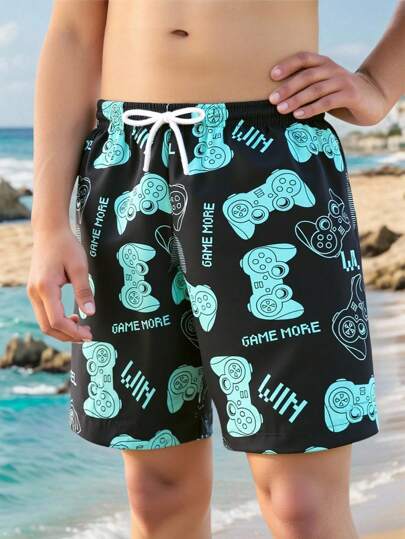مايوه أولادي شورتات شاطئ عشوائية الطباعة مقاسات كبيرة للأولاد