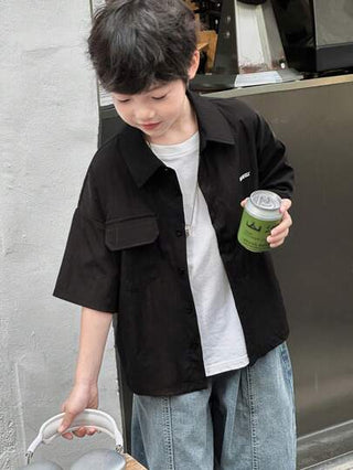 DAZY قميص بأكمام قصيرة مطرز بالحروف للأولاد من الحجم الكبير، كاجوال للصيف