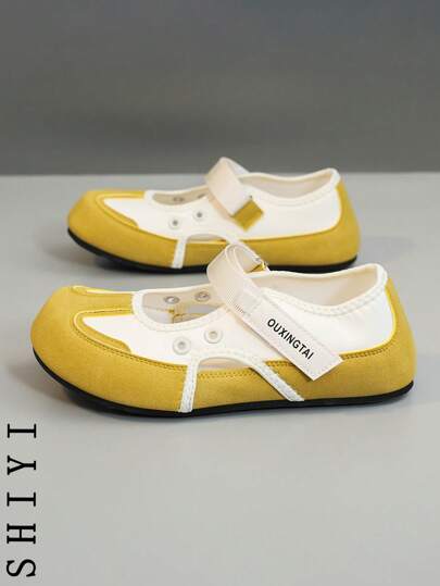 أحذية سهلة الارتداء مسطحة بتصميم تكتل الألوان، عصرية وشاملة