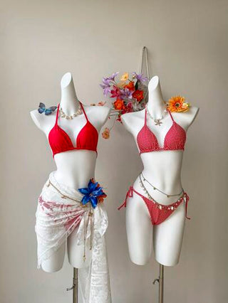 مايوه حريمي قطعة واحدة Comfortcana مجموعة من قطعتين بتنكيني ذو ظهر مفتوح وأمام مربوط، للنساء، للصيف والشاطئ