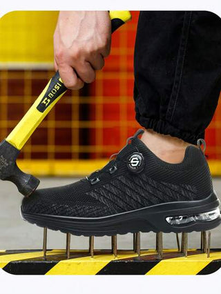 زوج من أحذية السلامة ذات أطراف فولاذية للصيف ، خفيفة الوزن ومريحة، مقاومة للانزلاق والاهتراء، أحذية أمان رياضية أنيقة، مضادة للثقب والكسر، أحذية للعمل في مواقع البناء والبستنة والمستودعات والإصلاحات اليومية