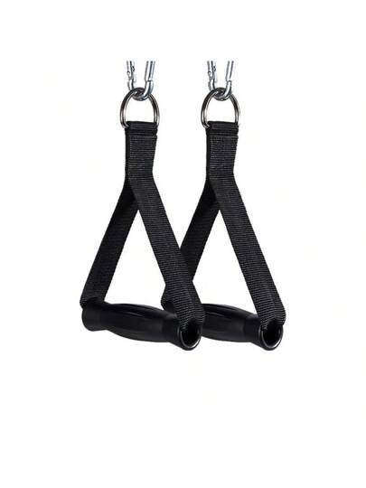 قطعة/قطعتان مقبض للإمساك معلق، ملحقات تمرين تقوية متعددة الاستخدامات للصالات الرياضية، حزام النايلون ذو المقبض النسيجي الأسود لتمرين الأذرع والكتف في صالة الألعاب الرياضية