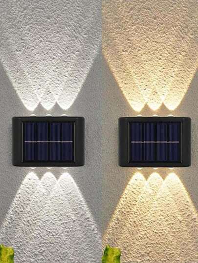 1/ 4 / 8 مجموعة 6 أضواء جدارية تعمل بالطاقة الشمسية بمصابيح ليد، بعدسة مكبرة كمصابيح كاشفة للحدائق والسياج والمنازل، إضاءة منظر طبيعي بتصنيف IP44 مناسبة للاستخدام الخارجي والحديقة والإحاطة والأرصفة