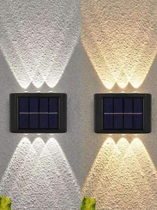 1/ 4 / 8 مجموعة 6 أضواء جدارية تعمل بالطاقة الشمسية بمصابيح ليد، بعدسة مكبرة كمصابيح كاشفة للحدائق والسياج والمنازل، إضاءة منظر طبيعي بتصنيف IP44 مناسبة للاستخدام الخارجي والحديقة والإحاطة والأرصفة
