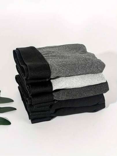 3 قطع من سراويل داخلية للرجال ذات لون أحادي ومطاطية عالية، سراويل داخلية رجالية