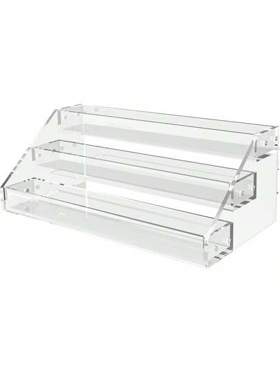 أثاث مكتبي قاعدة عرض شفافة واحدة مع طبقات متعددة لتخزين الأشرطة والشارات والحلي والإكسسوارات وألعاب الأرقام والحلويات والمجوهرات والحلويات والمستحضرات التجميلية ووظائف متعددة لتنظيم المكتب والديكور