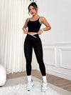 SHEIN Sport Studio ملابس رياضية للنساء مكونة من 2 قطعة، توب من اليوجا وبنطلون ليغنز مصممة بتقليمات ملونة متباينة، أطقم رياضية للنساء، ملابس تمارين رياضية للنساء، معدات التمرين للنساء، ملابس النساء الرياضية، ملابس الرياضة للنساء