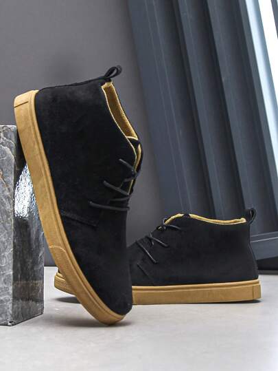 بوت رياضية كاجوال بسيطة عصرية للرجال، بوت رياضي عالي منتصف الساق، تنفس