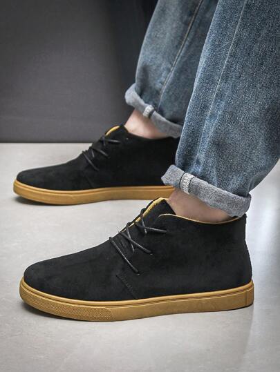 بوت رياضية كاجوال بسيطة عصرية للرجال، بوت رياضي عالي منتصف الساق، تنفس