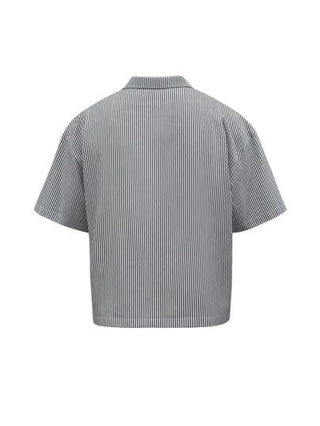 Manfinity Dauomo قميص كاجوال مخطط بأكمام قصيرة للرجال للصيف