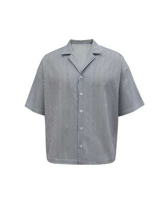 Manfinity Dauomo قميص كاجوال مخطط بأكمام قصيرة للرجال للصيف