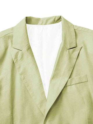 Manfinity Mode بدلة رجالية باللون الأحادي مكونة من جاكيت متجعد وطويل الأكمام وبنطلون بجيوب