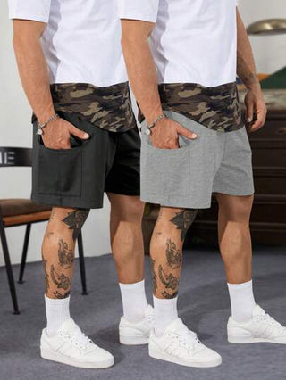 Manfinity Homme وشخمة ٢ قطعة مجموعة رجالية، شورت بجيب في الجانب وخصر قابل للشد