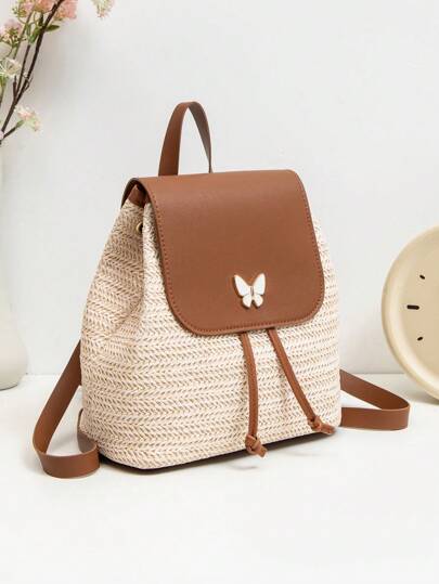 حقيبة الظهر ذات السعة الكبيرة والمنسوجة، حقيبة سفر بمقبض مريح أساسية للنساء، ضرورة الإجازات الصيفية