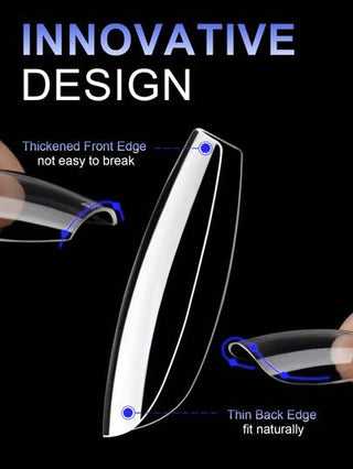 550/علبة رؤوس أظافر جل طرية لتزيين الأظافر من موردي صالون الأظافر، سبائك شبه لاصقة متعددة أحجام للأظافر مسبقة التشكيل لأظافر شفافة بدون فواصل