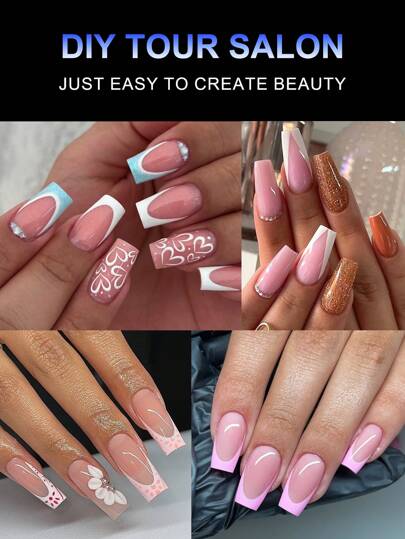 550/علبة رؤوس أظافر جل طرية لتزيين الأظافر من موردي صالون الأظافر، سبائك شبه لاصقة متعددة أحجام للأظافر مسبقة التشكيل لأظافر شفافة بدون فواصل