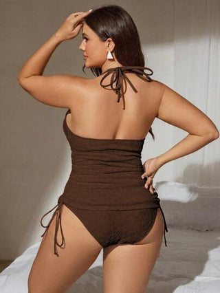 Swim Chiccia طقم بدلة السباحة المكونة من الجزء العلوي مع حماّلة الرقبة لمقاسات كبيرة للنساء