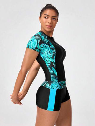 طقم تانكيني حريمي Swim Nautrix مجموعة ملابس سباحة تانكيني للنساء بطبعة نباتات استوائية، 2 قطعة من الأعلى والأسفل