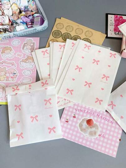 50 قطعة أكياس هدايا بفيونكة ، أكياس ورق كرافت بملصقات عتيقة ذات مقبض بالجملة ، أكياس هدايا حفلات الزفاف وأعياد الميلاد ، أكياس ورق كرافت فاخرة بفيونكة ، خامة تعبئة للبطاقات البريدية ، تصميم أبيض كيوت ، أكياس تغليف هدايا ورق الكرافت بالجملة لحفلات الزفاف و