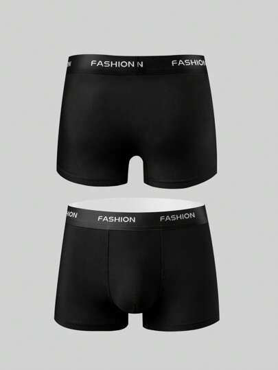 EasyFave 5 حبات سراويل داخلية رجالية بحزام مرن بالألوان المتباينة والكتابة، مريحة