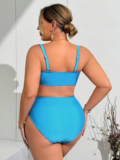 Slaydiva حزام رفيع ضخم متعدد الألوان لأعلى ملابس السباحة مُزين بالرقعات والأزهار الملونة مع أشرطة قابلة للإزالة ، وبنطلون سباحة أسفلي طويل الخصر مُزين بالأزهار الملونة