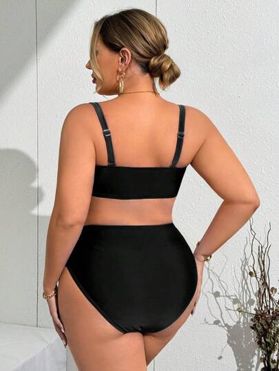 Slaydiva حجم كبير لقمة تانكيني المطبوعة بزهور متعددة الألوان مع حمالة قابلة للإزالة + جزء سفلي من البيكيني مرتفع الخصر مزين بالزهور