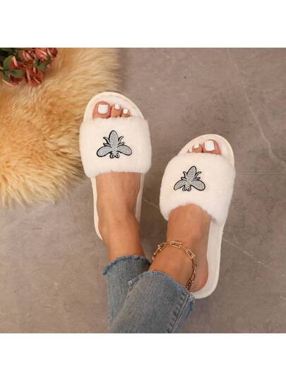 نسائية فرائية و دافئة للاستعمال المنزلي في فصل الخريف/الشتاء، نعال منزليةناعمة فرائية مفتوحة الأصابع، نعال غرفة نوم مريحة