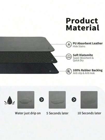 وسادة تجفيف أطباق لسطح المطبخ، وسادة صرف مقاومة للحرارة مع ظهر مطاطي مانع للانزلاق، تخفي بقع المطبخ، وسادة امتصاص فائقة، سهلة التنظيف ، رمادي داكن، هدايا التخرج، ديكور الغرفة، ديكور المنزل، ديكور غرفة النوم، ديكور الحفلات، ديكور المنزل، عناصر ديكور...