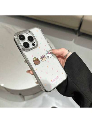 Sanrio قطعة واحدة واقي هاتف ذكي طراز كيتي الكيوت الكارتوني من سانريو، بتصميم أنيق ومقاوم للصدمات، متوافق مع أجهزة آيفون 16/15/14/13/12/11/7/8 و برو و برو ماكس