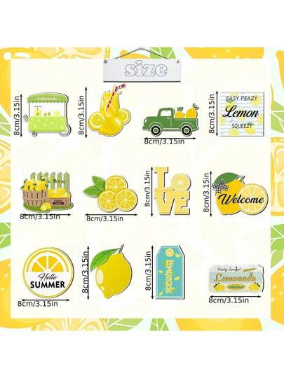 12 قطعة/24 قطعة/36 قطعة زخارف ليمون خشبية معلقة للصيف، زينة خشبية طازجة للحديقة، مناسبة لحفلات هاواي وديكور المنزل، يمكن تعليقها على الحائط والنافذة والخزانة والدولاب أو أي مكان آخر، تصلح أيضًا كهدية جميلة للعائلة والأصدقاء والزملاء والجيران...