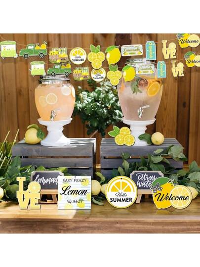 12 قطعة/24 قطعة/36 قطعة زخارف ليمون خشبية معلقة للصيف، زينة خشبية طازجة للحديقة، مناسبة لحفلات هاواي وديكور المنزل، يمكن تعليقها على الحائط والنافذة والخزانة والدولاب أو أي مكان آخر، تصلح أيضًا كهدية جميلة للعائلة والأصدقاء والزملاء والجيران...