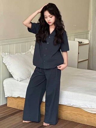 بيجاما DAZY طقم بيجاما بأكمام قصيرة وبنطلون ذات لون واحد للفتيات المراهقات