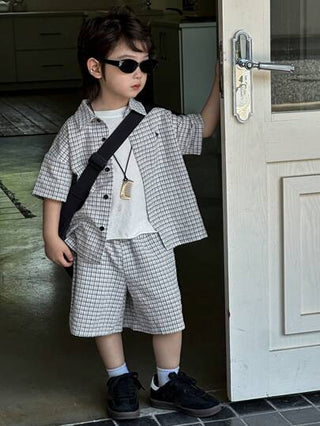 Dazy Kids طقم بنطال قصير وقميص ذو صدر واحد بأكمام قصيرة مخطط، لطفل رضيع، طقم رياضي عادي