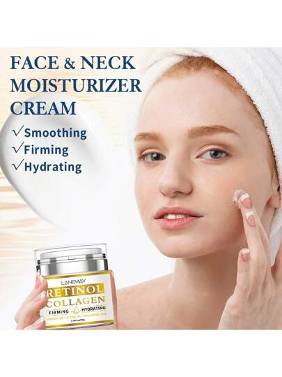 LANEMAY كريم الوجه بالرتينول بالكولاجين وحمض الهيالورونيك - يرطب ويرطب البشرة ، ويقلل من الخطوط الدقيقة والتجاعيد ، ويحسن صلابة البشرة - كريم وجه مضاد للشيخوخة للنساء والرجال