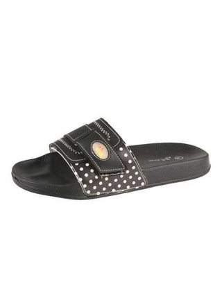 TMA EYES زوج من الشبشب النسائي من مادة EVA المنقط، نعل مسطح مريح للارتداء المنزلي في الربيع والصيف